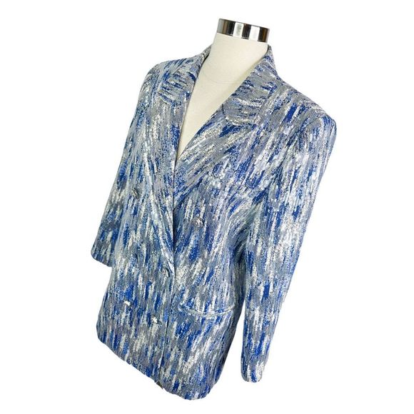 10 Crosby Derek Lam Walter Sequined Tweed Double-Breasted Jacket - Picture 6 of 12